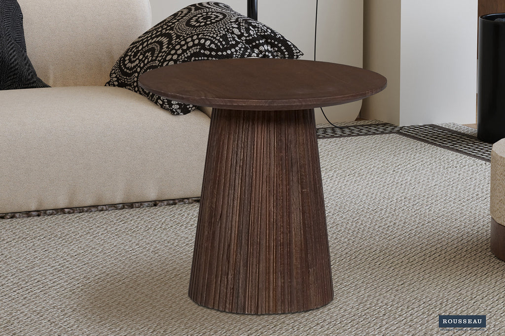 Rousseau Miguel Salontafel – Mango Hout – Donkerbruin – Ø50 cm